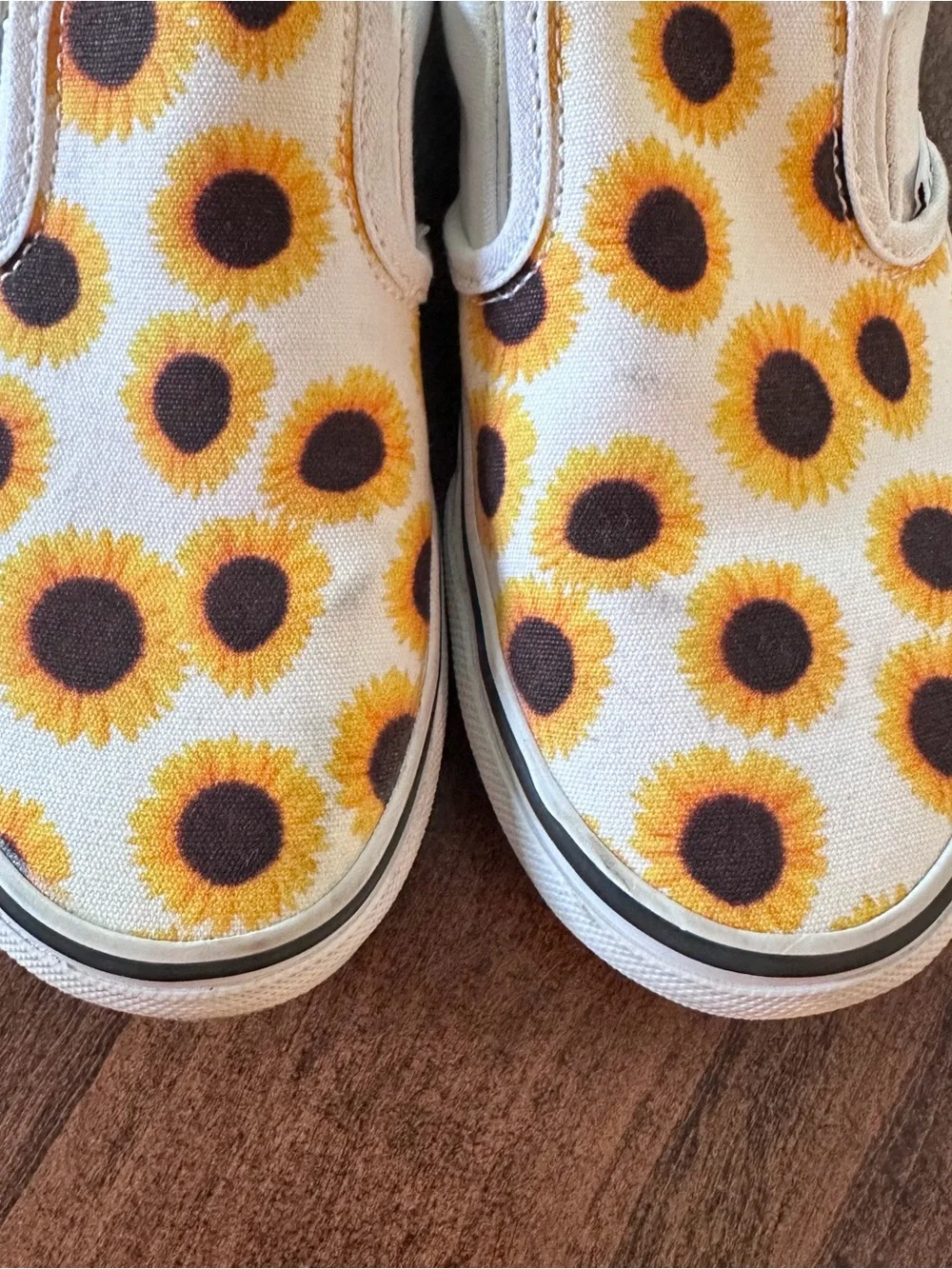 Vans Kids Sunflower Slip-On Sneakers - White/Yellow Kids Size 2